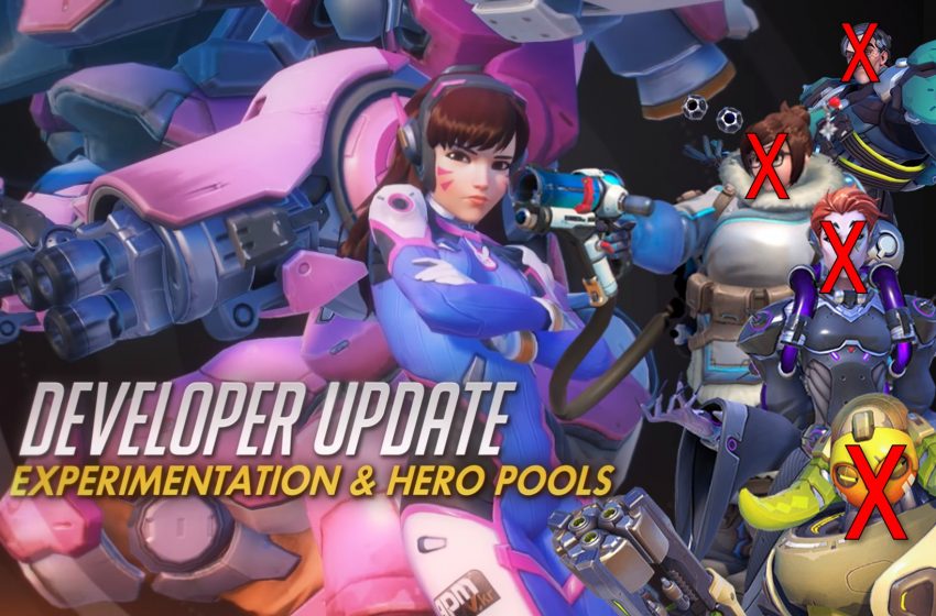 The developer update screengrab overlayed by an example of heroes cut out of a game via Hero Pools.