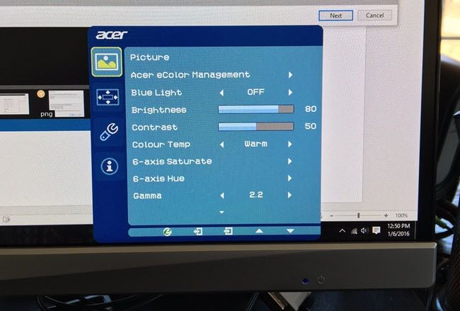 how to change brightness on acer monitor