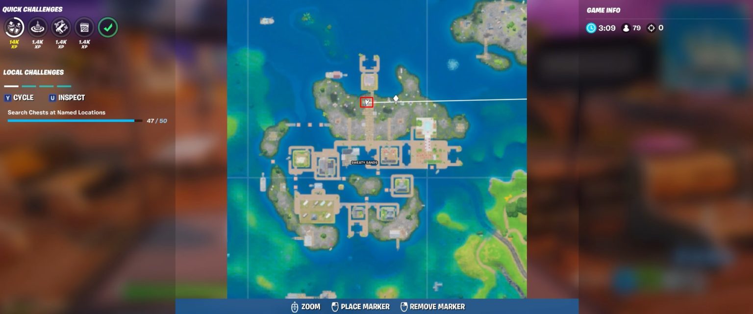 Where to dance on camera for 10 seconds at Sweaty Sands in Fortnite