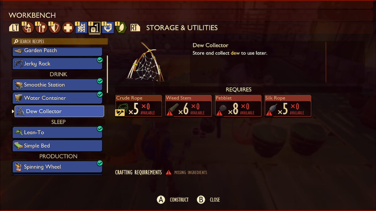 How to make a Dew Collector in Grounded Gamepur