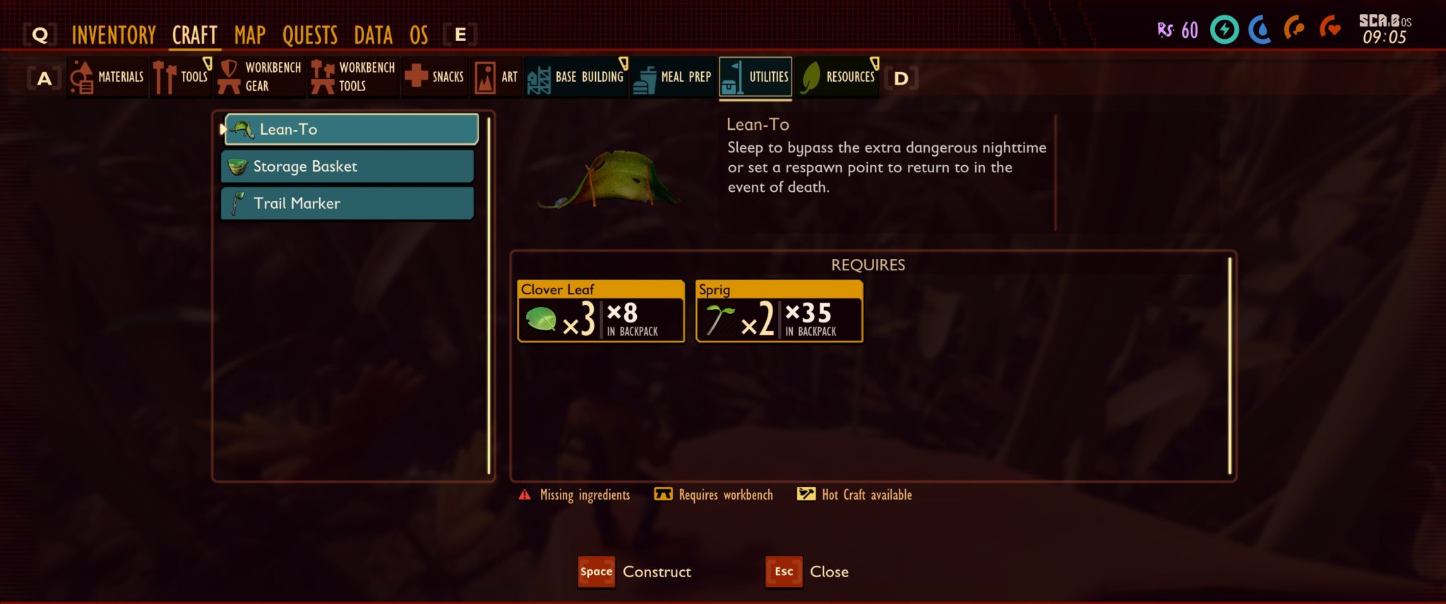 How to build a LeanTo in Grounded and set a respawn point Gamepur