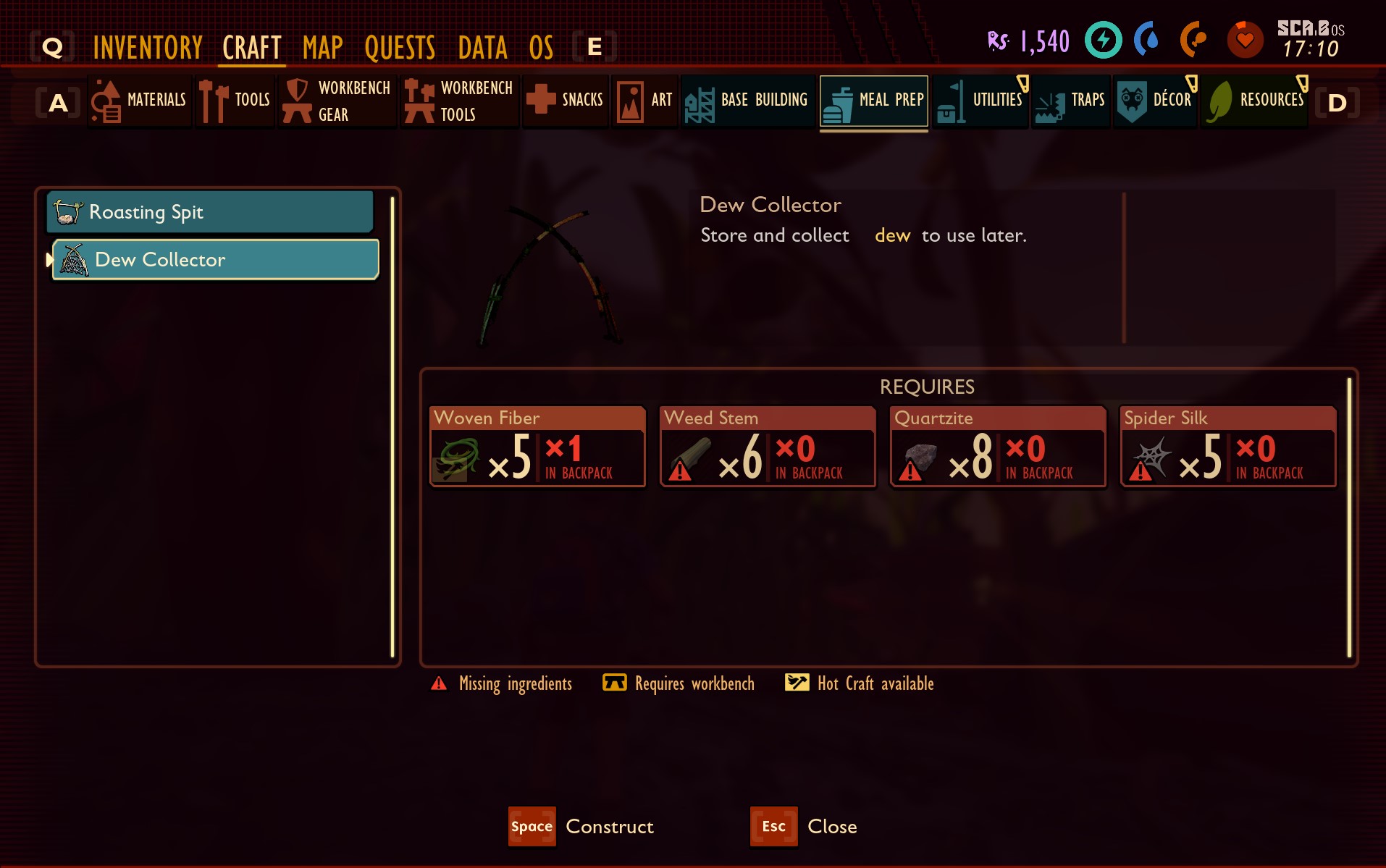 How to make a dew collector in Grounded Gamepur