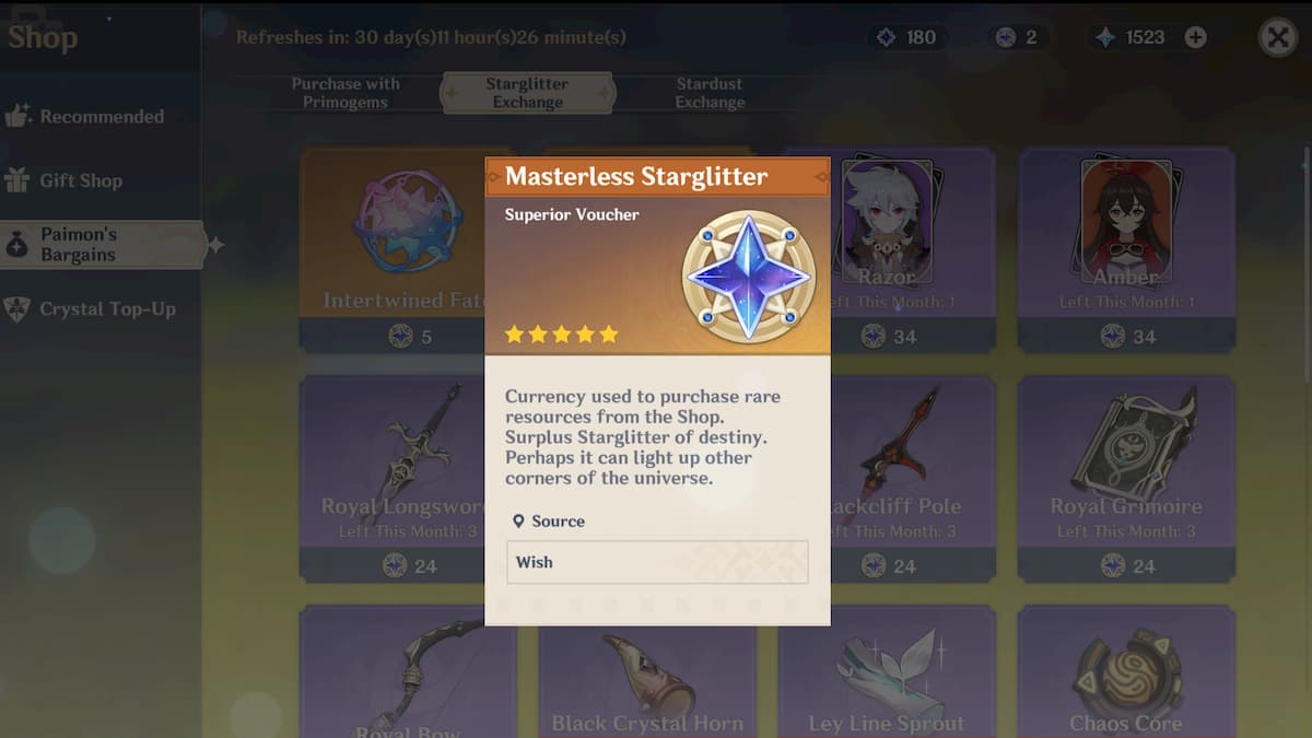 How to get Masterless Stardust and Masterless Starglitter in Genshin