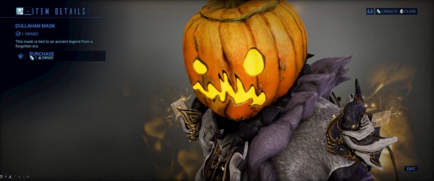 Warframe How To Get The Pumpkin Head Dullahan Mask 2020 Gamepur - roblox pumpkin mask