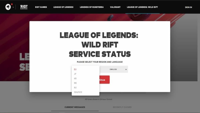 league of legends server status