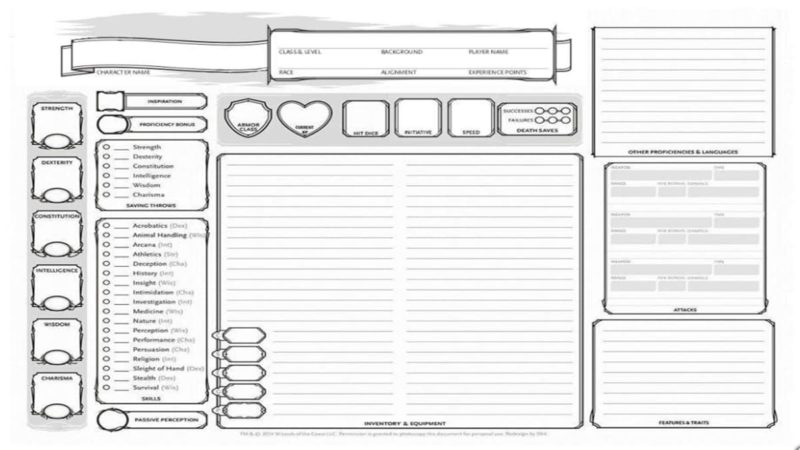 Best character sheets for Dungeons & Dragons (5th Edition) - Gamepur