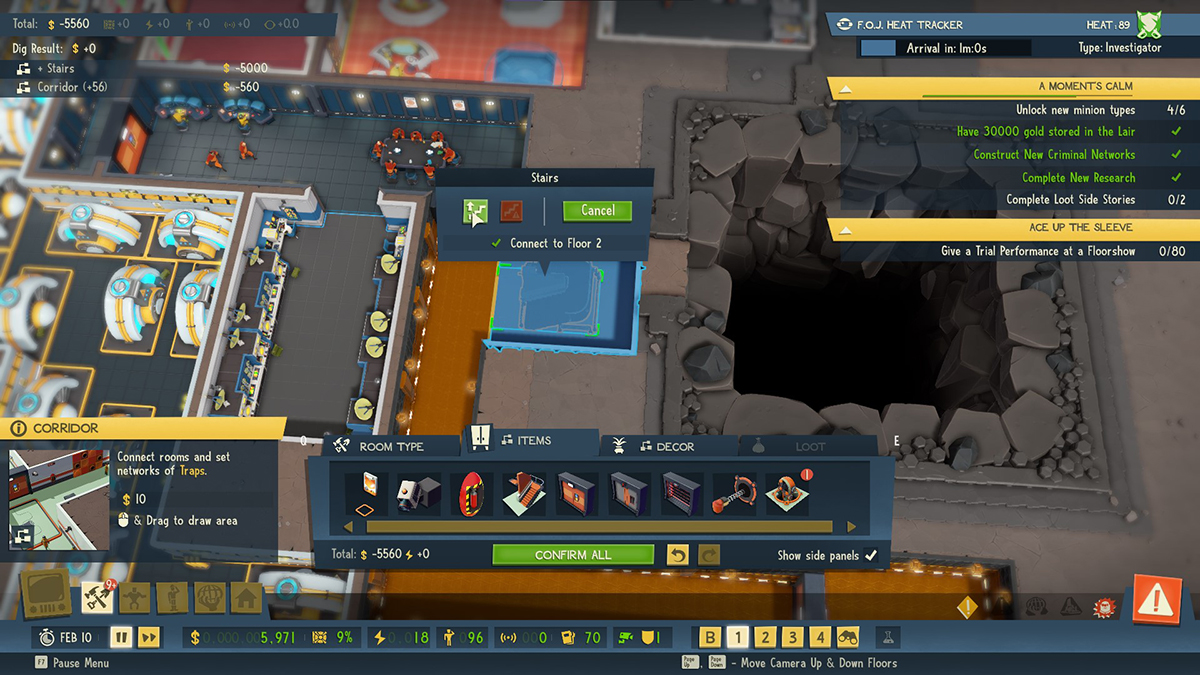 How to build on multiple floors in Evil Genius 2 Gamepur