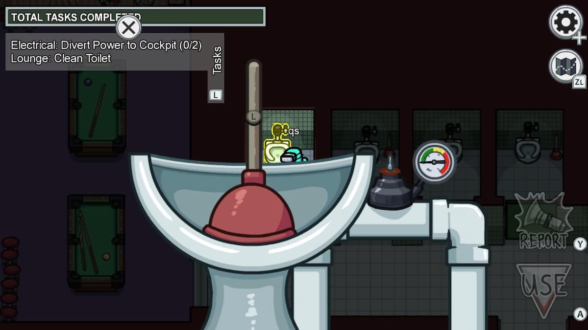 How to complete Clean Toilet task in Lounge on Airship in Among Us Gamepur