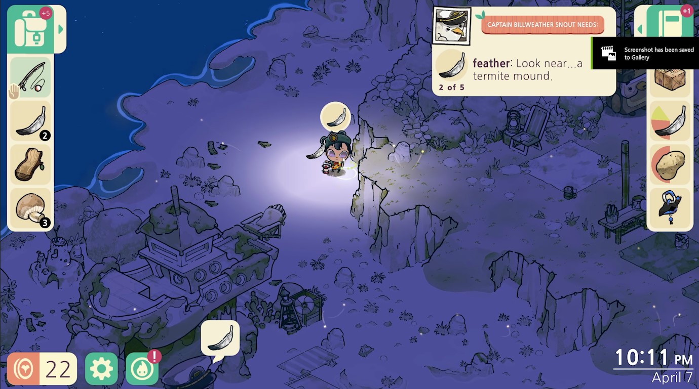 Where to find all five feathers for Captain Billweather in Cozy Grove