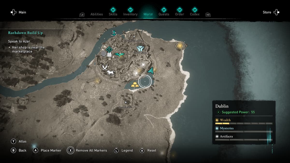 Where is the key to the locked chest in Dublin's lake in Assassin's