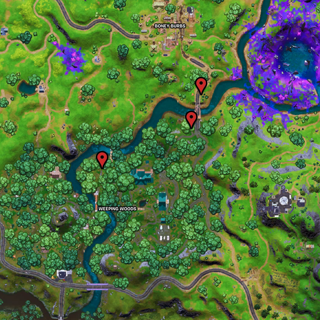 Where to interact with a dead drop in Weeping Woods in Fortnite Chapter