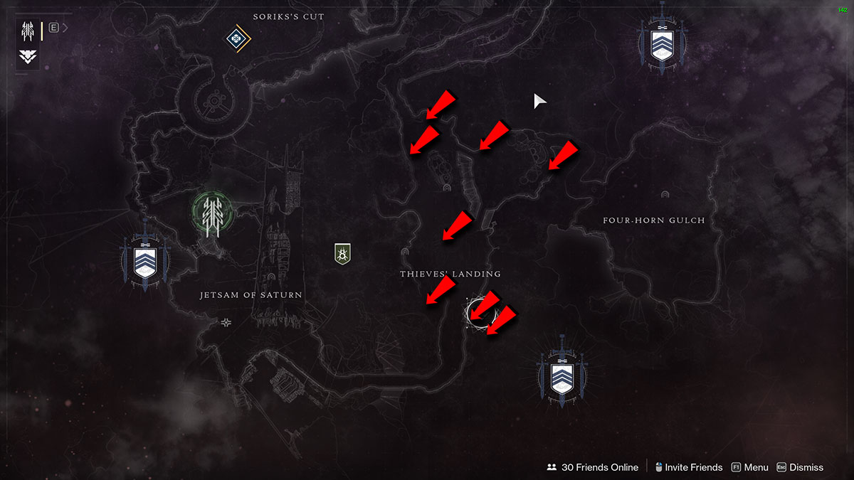 Destiny 2 All Ascendant Anchor locations on the Tangled Shore