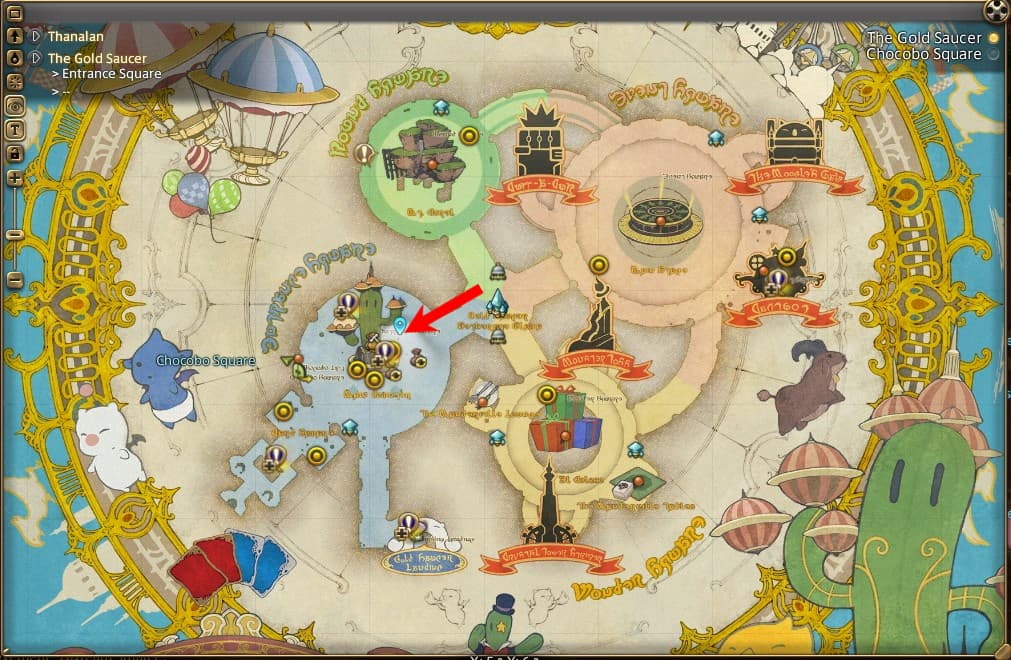 Ironworks Vendor location in The Gold Saucer in Final Fantasy XIV