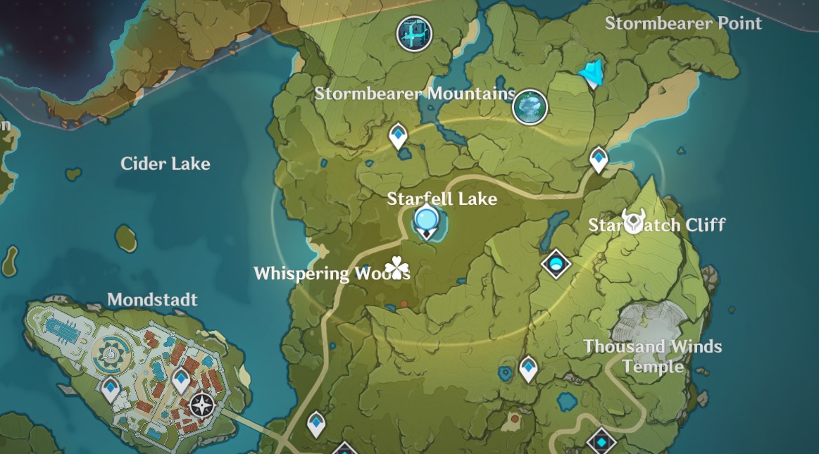 Genshin Impact Moonlight Seeker Guide Day 2 Path of Gentle Breezes, all charm and chest