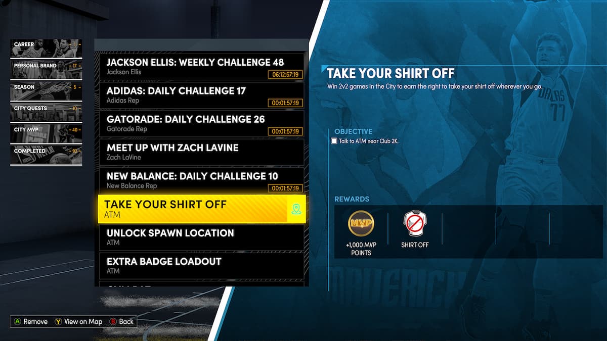 NBA 2K22 How to take off your shirt in The City Gamepur