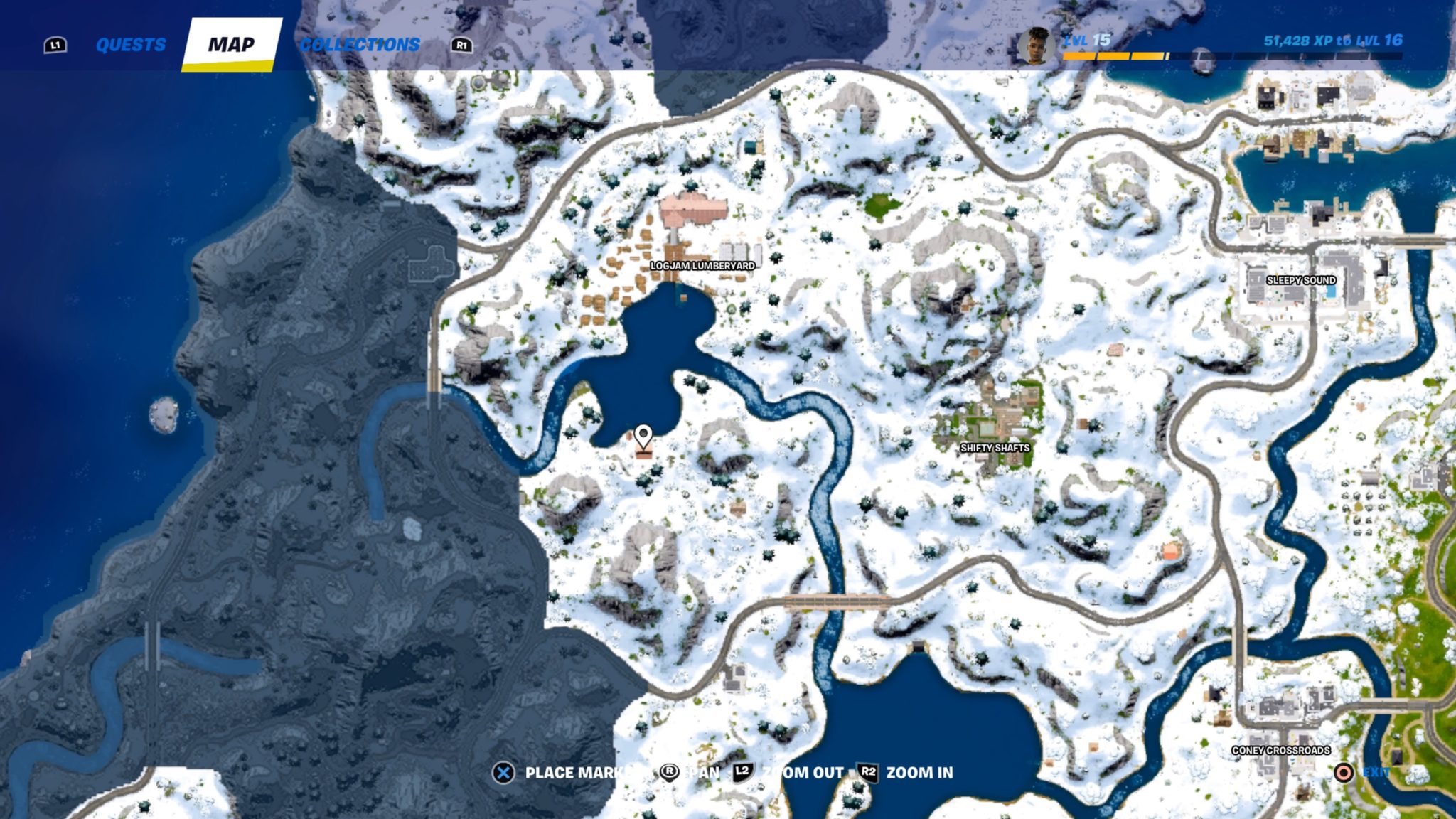 Where is the Winterfest Lodge (Crackshot's Cabin) in Fortnite Chapter 3