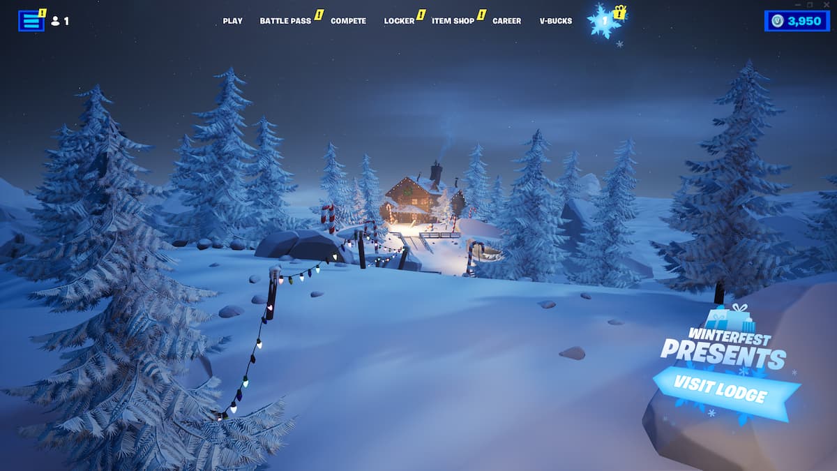 How to warm yourself at the Yule log in the Cozy Lodge in Fortnite