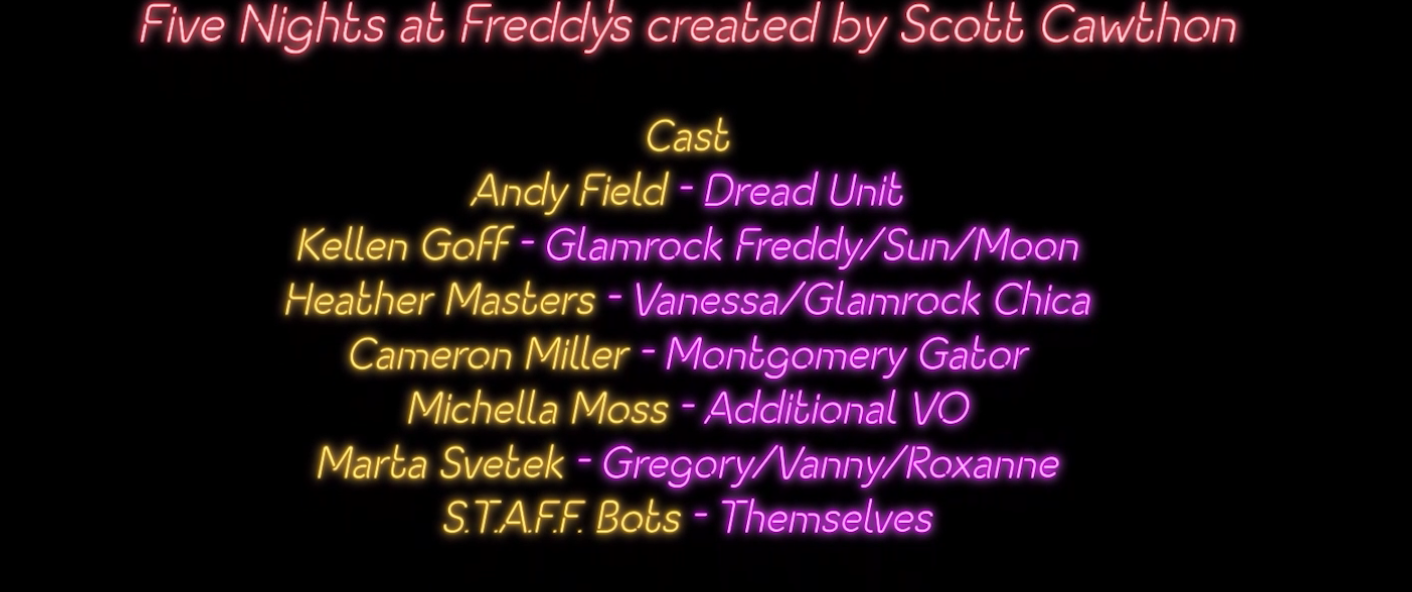 Who are the voice actors for Five Nights at Freddy's Security Breach