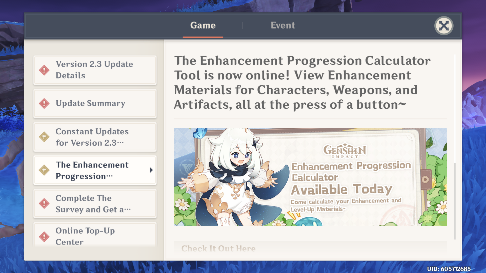 What's the Enhancement Progression Calculator Tool in Genshin Impact