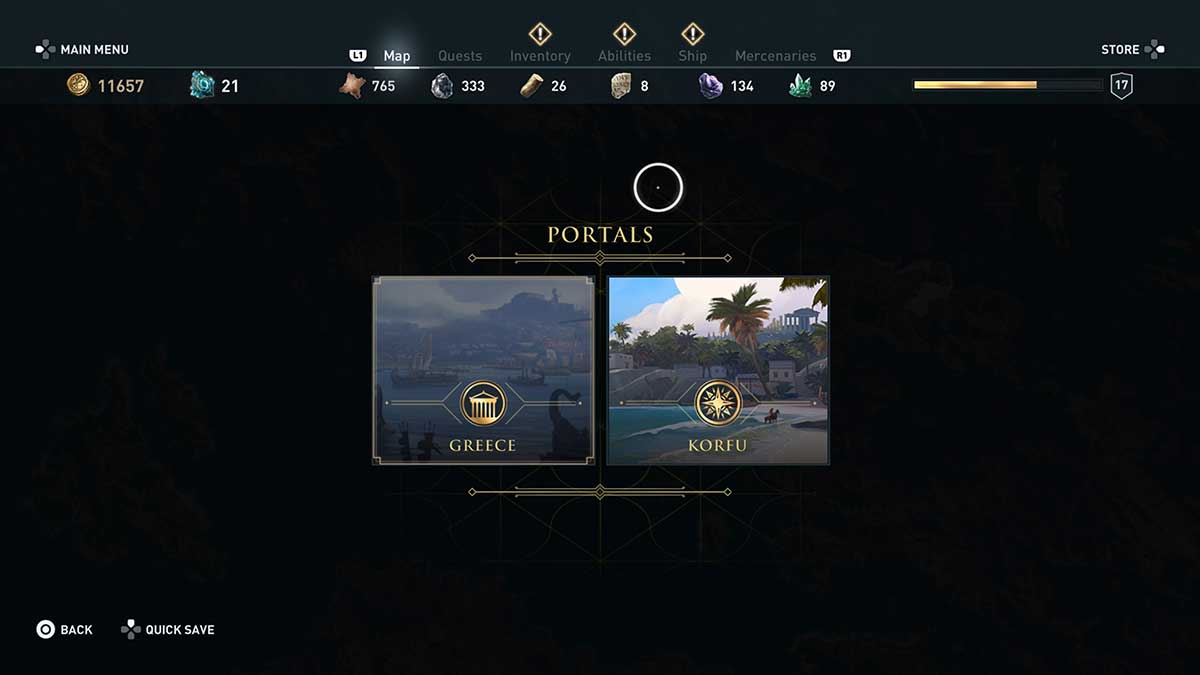 How to go back to Korfu in Assassin