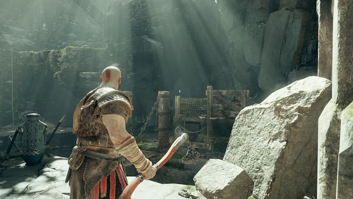How to unlock the Nornir Chest in The River Pass Ruined Marketplace in God of War Gamepur