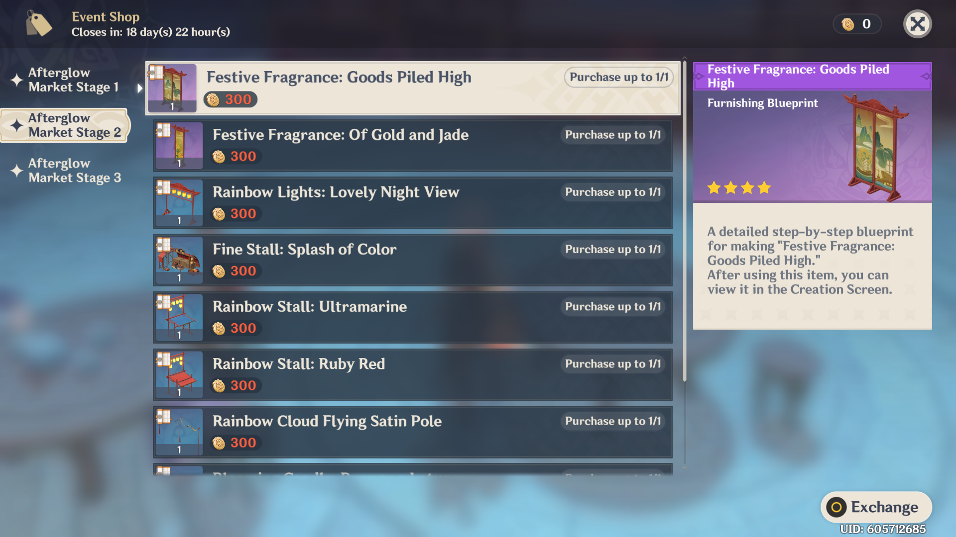 All new furnishings available from Genshin Impact's Fleeting Colors in