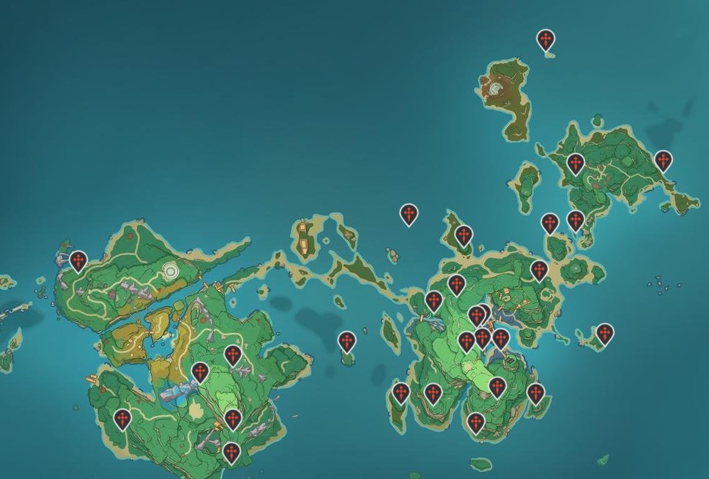 All Time Trial locations in Genshin Impact Gamepur