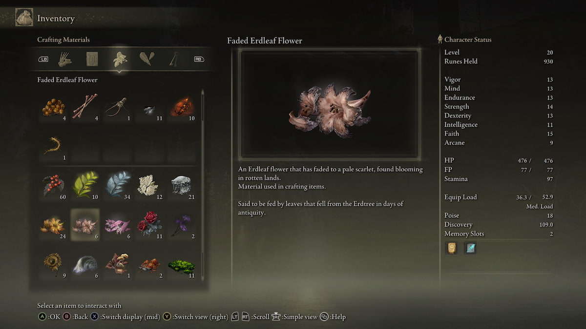 Where to find the Faded Erdleaf Flower in Elden Ring and what it does