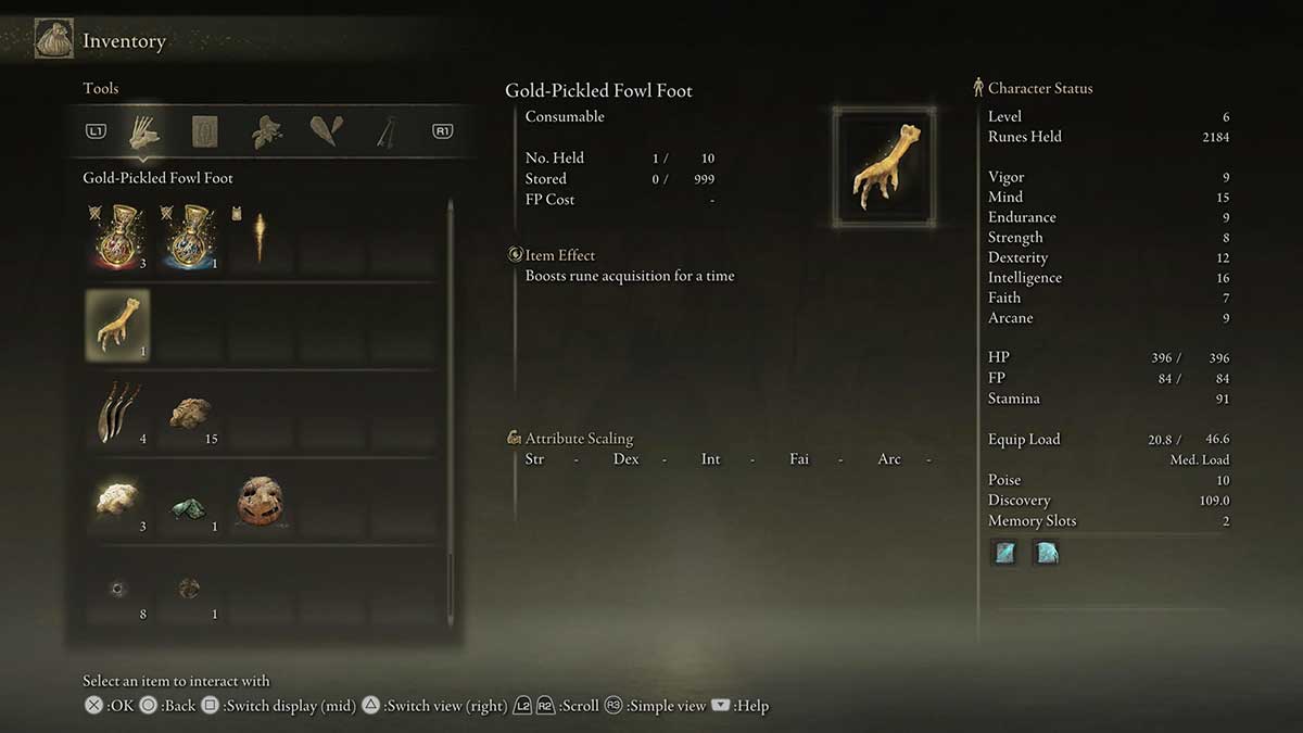 Where to find GoldPickled Fowl Foot in Elden Ring and what it does