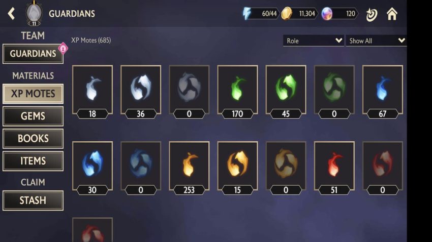 an image where you can see the different upgrade materials used to upgrade characters in Disney Mirrorverse.