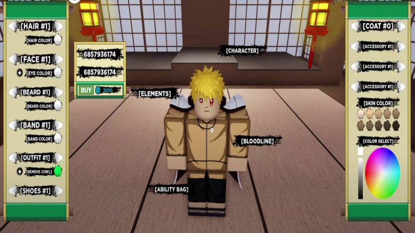 change your eyes in Roblox Shindo Life