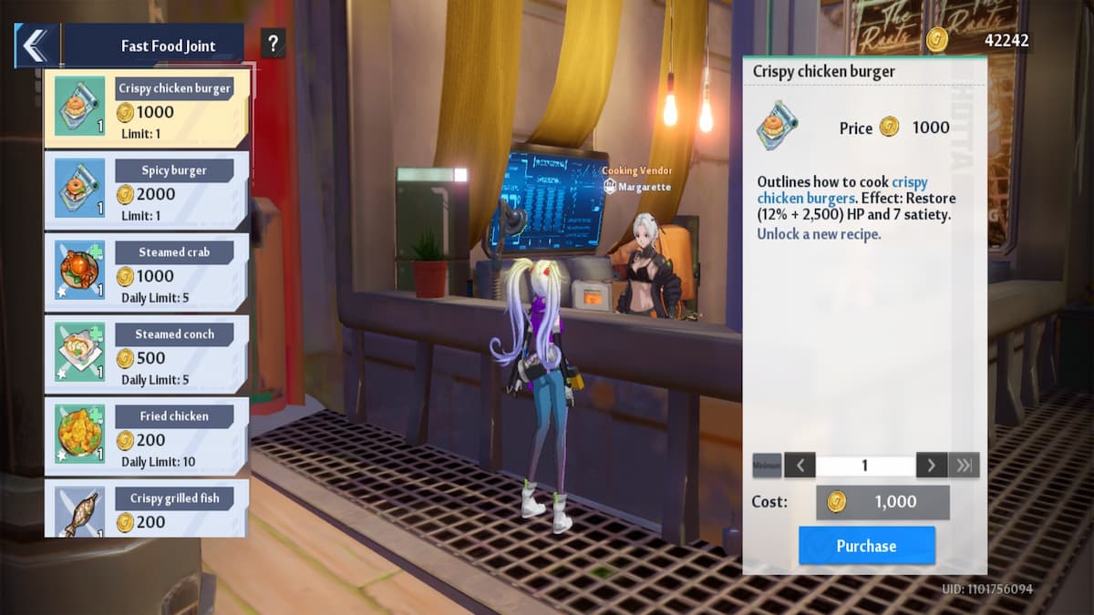 Where to get Crispy Chicken Burger Recipe in Tower of Fantasy Gamepur